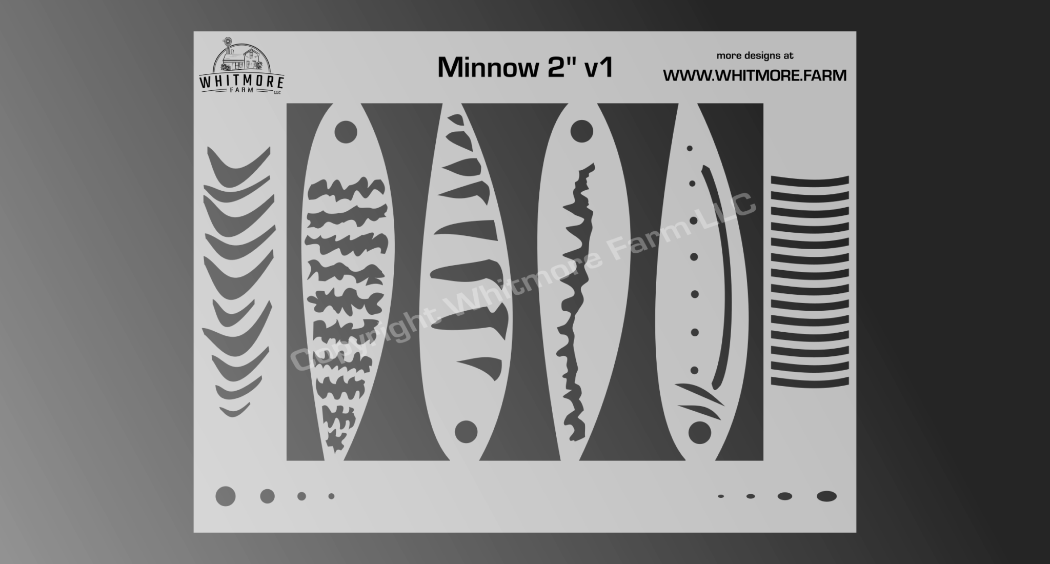 Minnow Fishing Lure Airbrush Stencil - 2 inch – Whitmore Farm