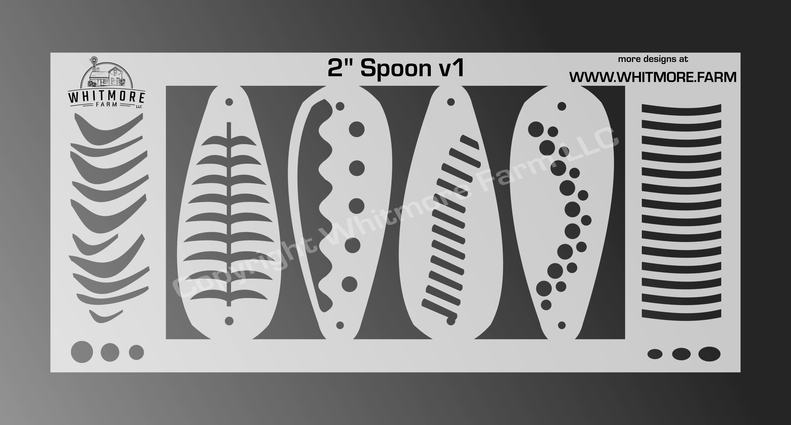 Spoon Fishing Lure Airbrush Stencil - 2 Inch - Whitmore Farm