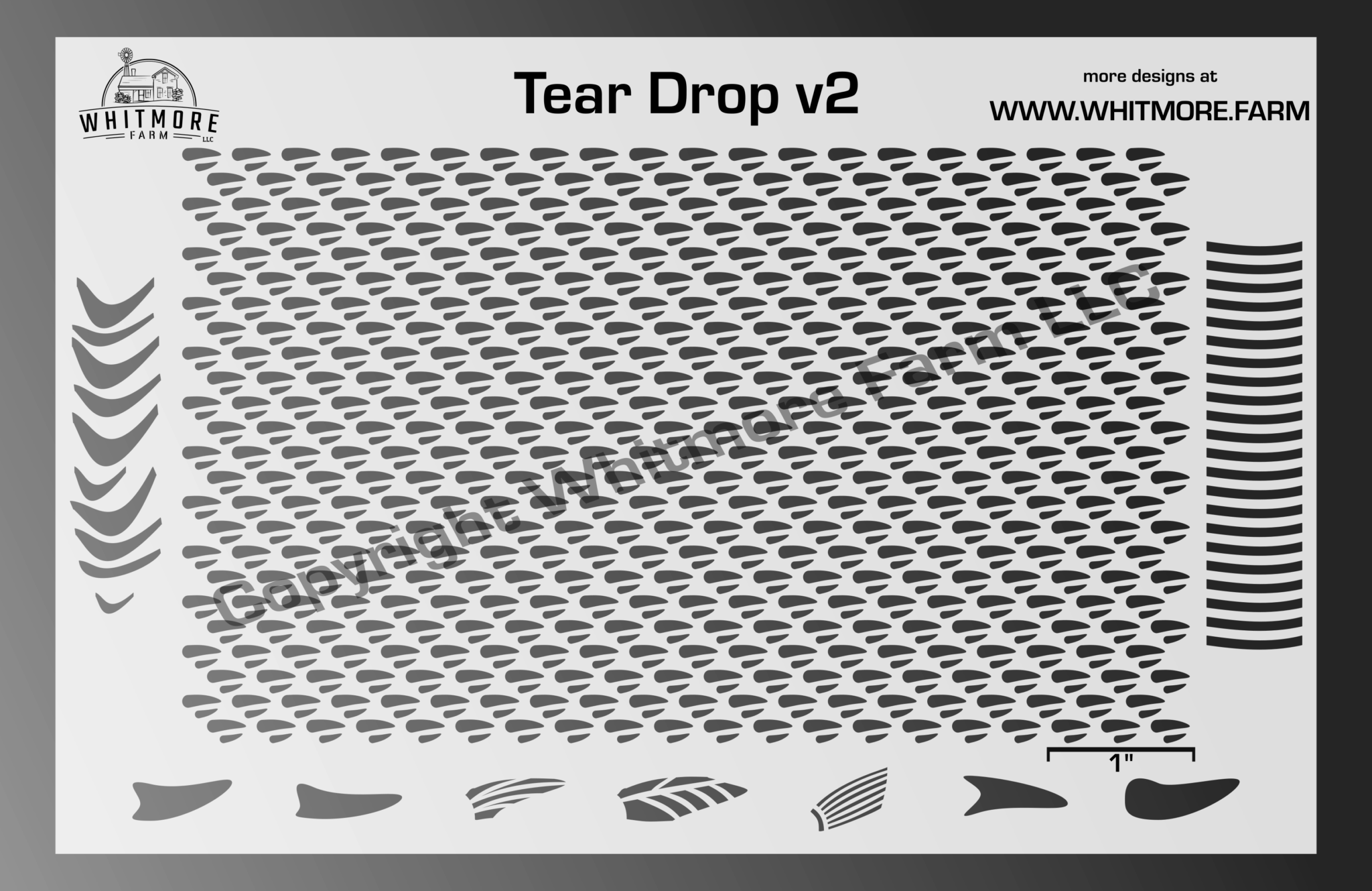 Teardrop V2 Mesh Fishing Lure Airbrush Stencil Whitmore Farm teardrop-v2-mesh-fishing-lure-airbrush-stencil-whitmore-farm
