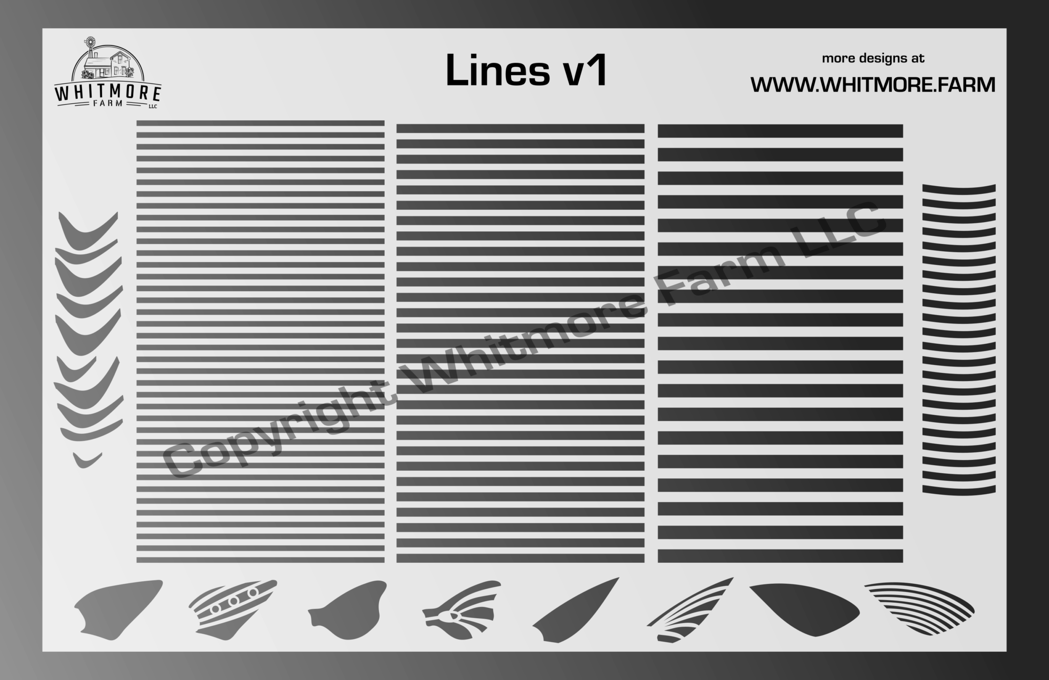 Lines v1 Pattern Fishing Lure Airbrush Stencil Whitmore Farm