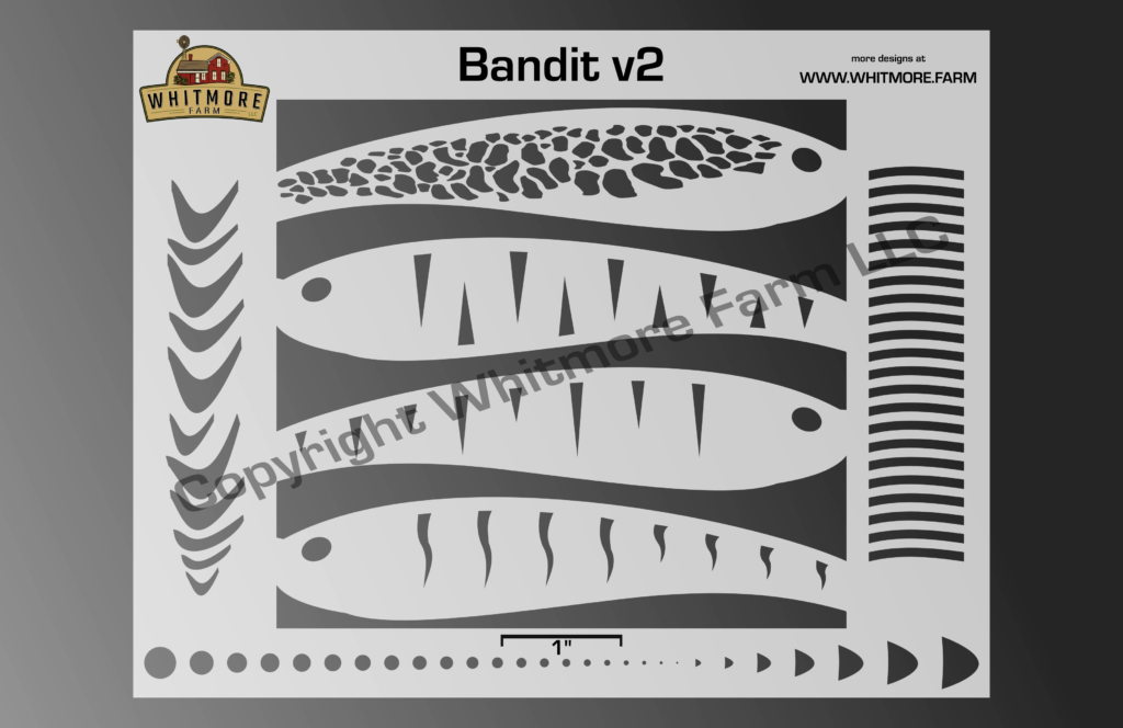 Bandit V2 Fishing Lure Airbrush Stencil Whitmore Farm crankbait-fishing-lure-airbrush-stencil-1-2-5-inch-whitmore-farm