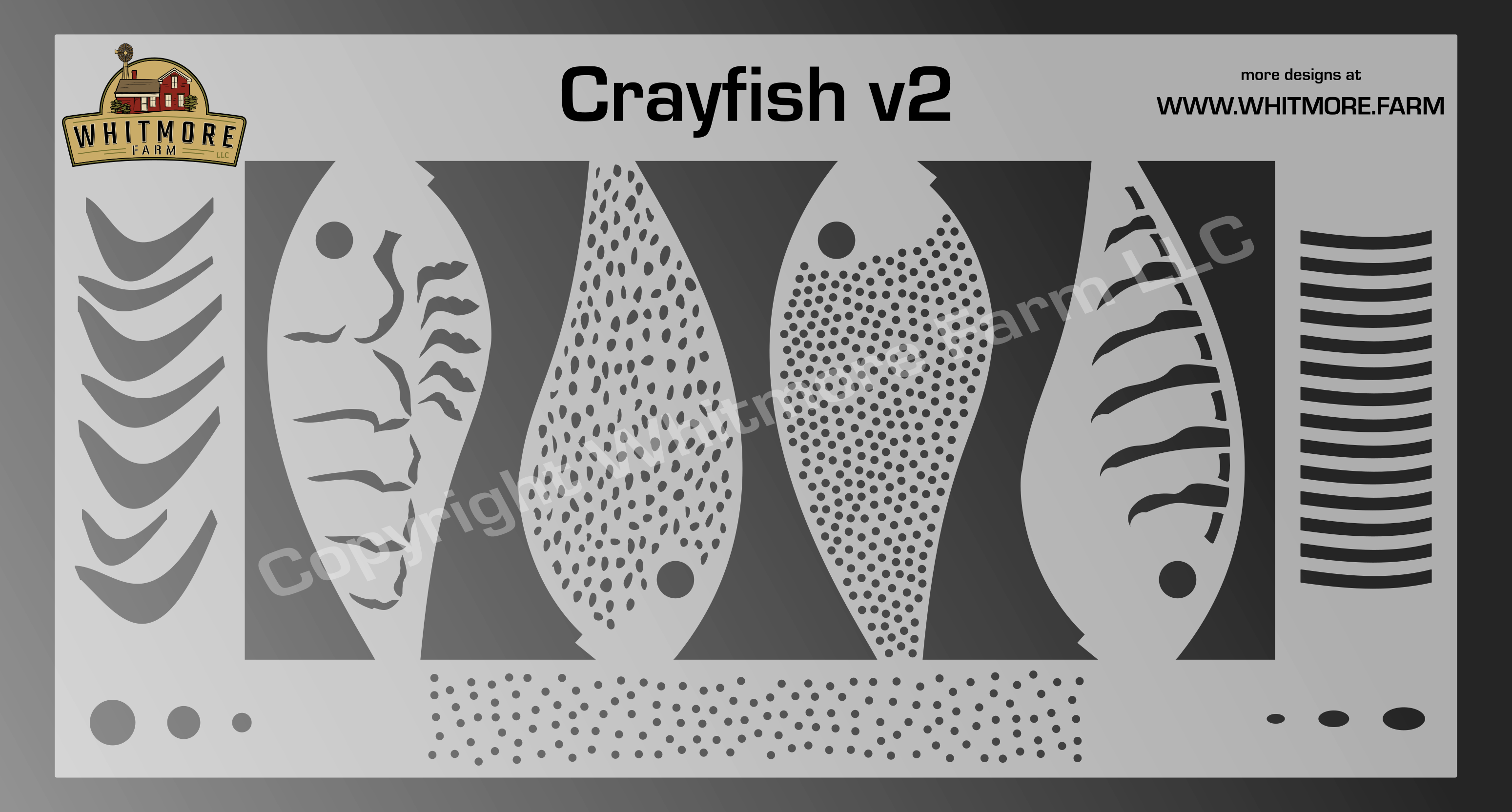 Crayfish v2 fishing lure airbrush stencil