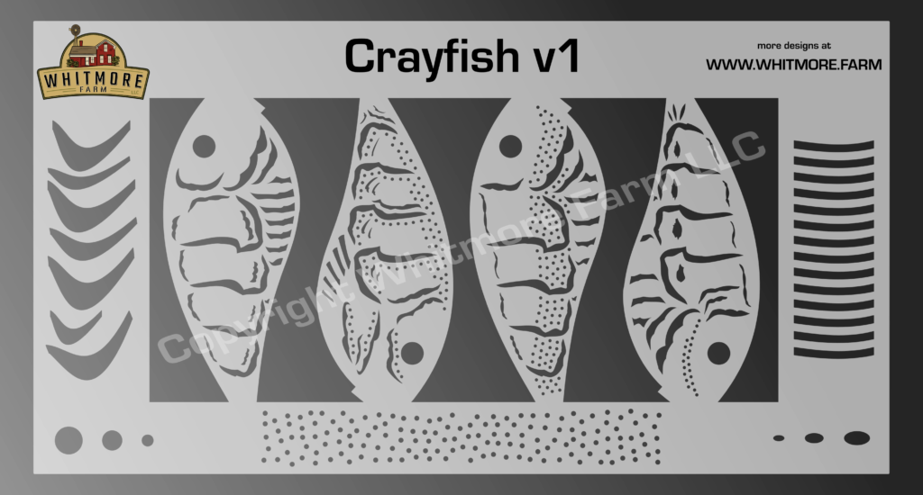 Crayfish Fishing Lure Airbrush Stencil V1 Whitmore Farm Crayfish Fishing Lure Airbrush Stencil V1 Whitmore Farm