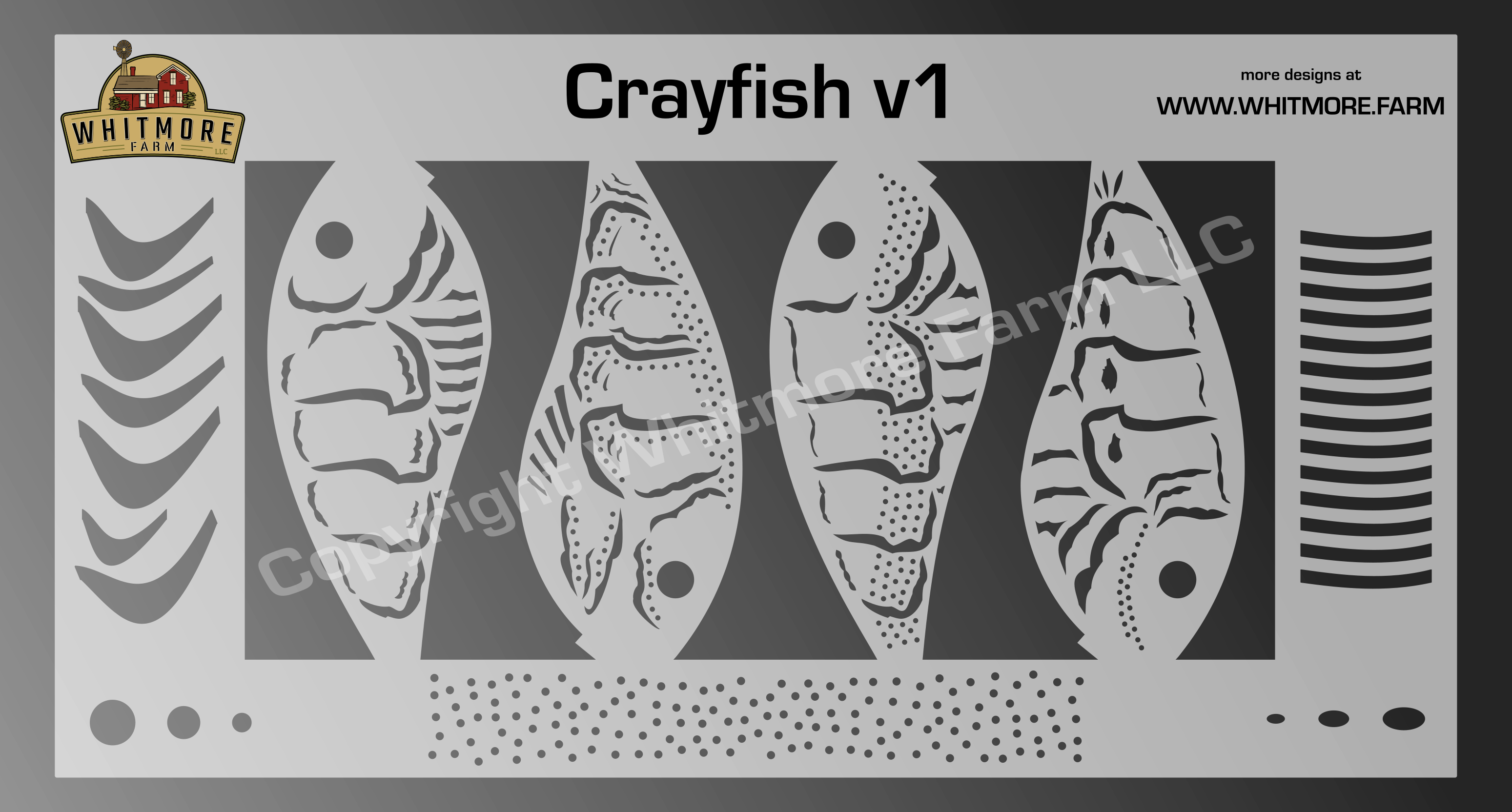 Crayfish v1 fishing lure airbrush stencil