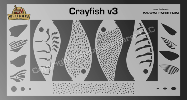 Crayfish v3 fishing lure airbrush stencil