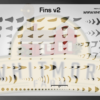 Fins v2 Assortment Fishing Lure Airbrush Stencil - Fins and Gills