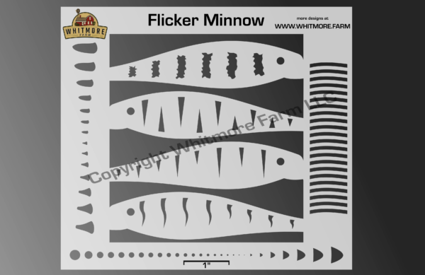 Flicker Minnow fishing lure airbrush stencil