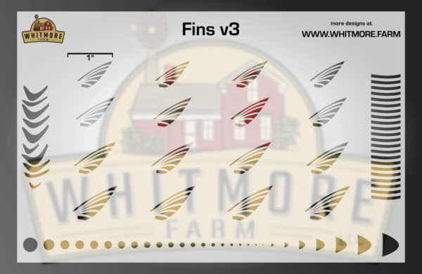 thumbnail image 2 of Fins V1 Assortment Fishing Lure Airbrush Stencils – Mylar Reusable USA Made 2 of 5
