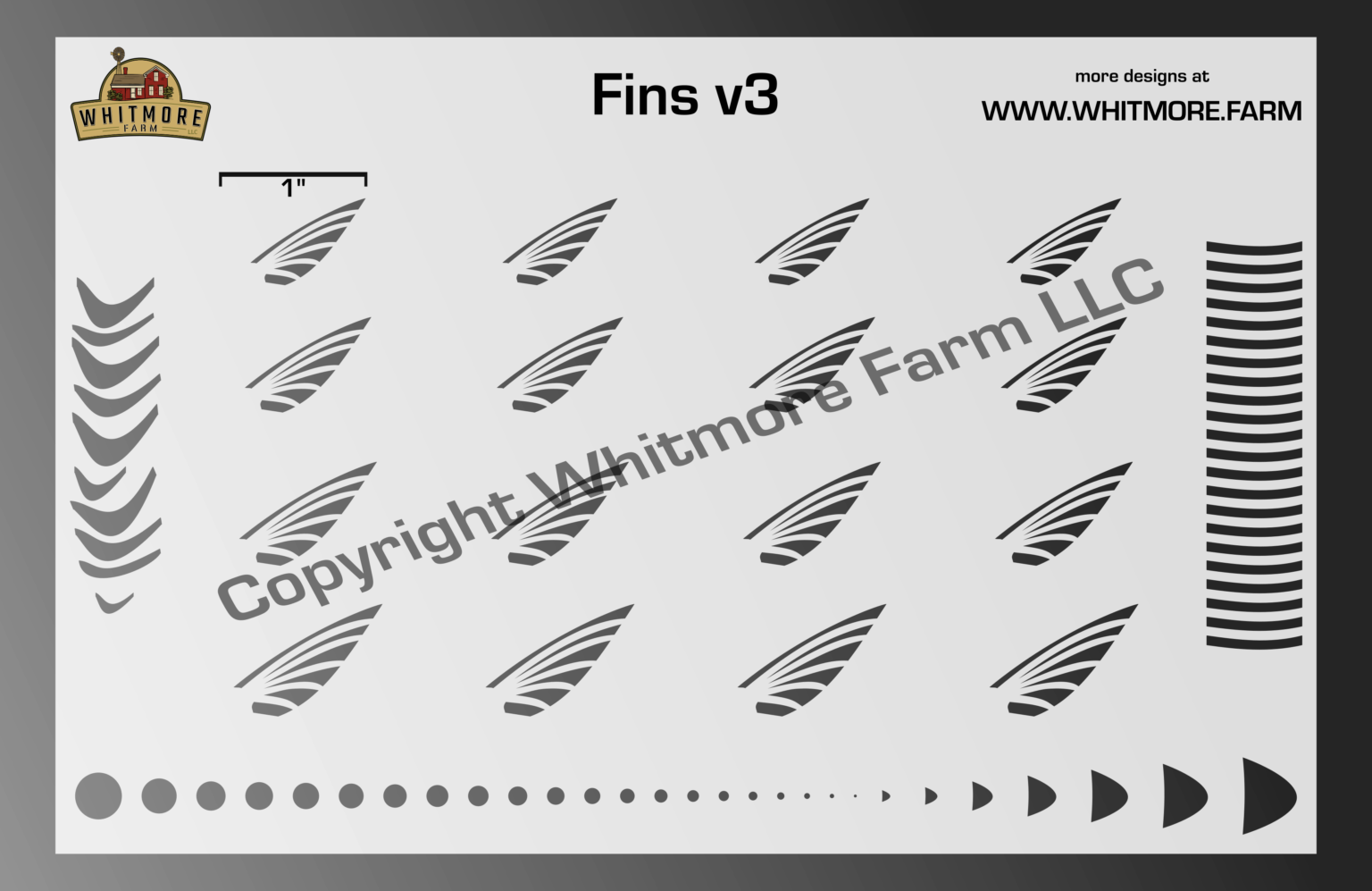 Fins v3 Pectoral Fishing Lure Airbrush Stencil Whitmore Farm