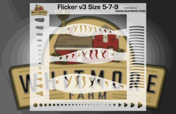Flicker Minnow v3 Fishing Lure Airbrush Stencil -Size 5 7 9