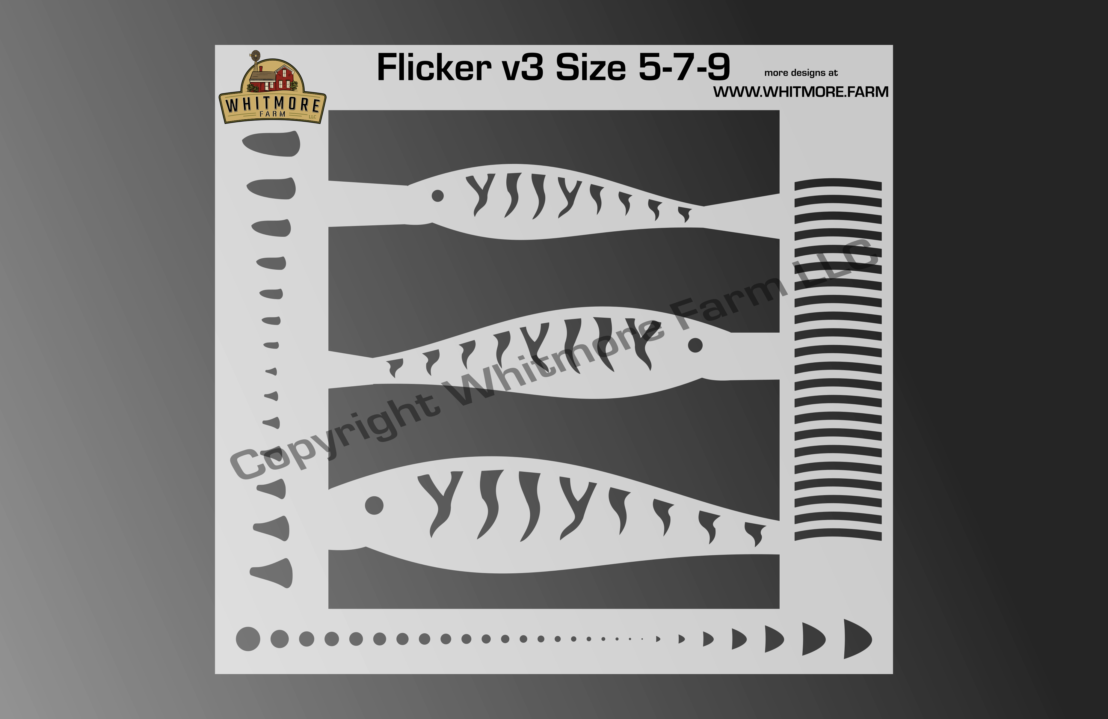 Flicker Minnow v3 Fishing Lure Airbrush Stencil -Size 5 7 9