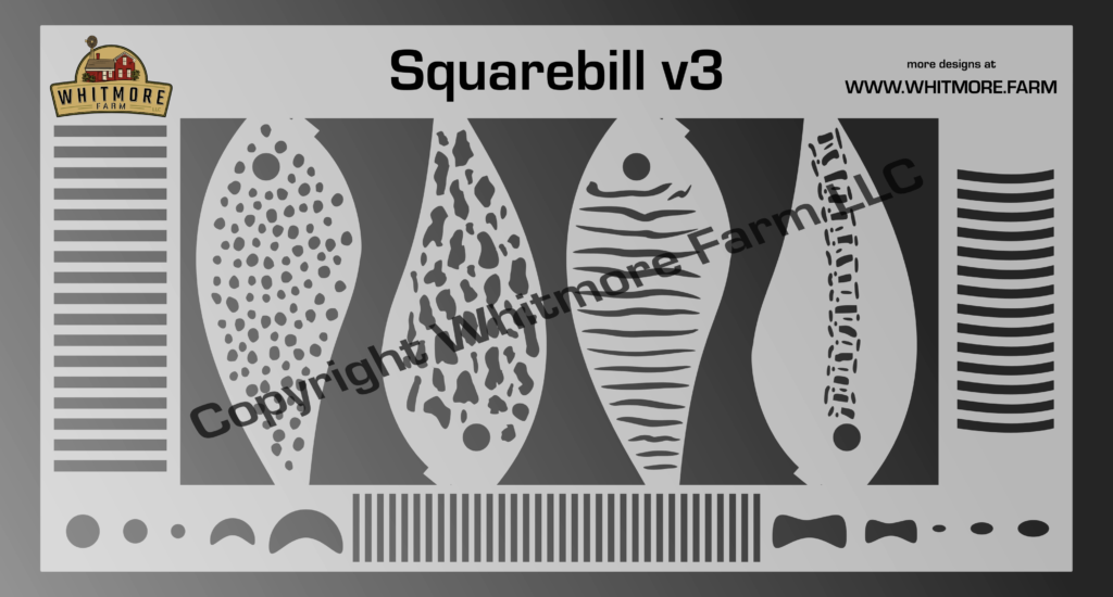 Squarebill Fishing Lure Airbrush Stencil v3 Whitmore Farm