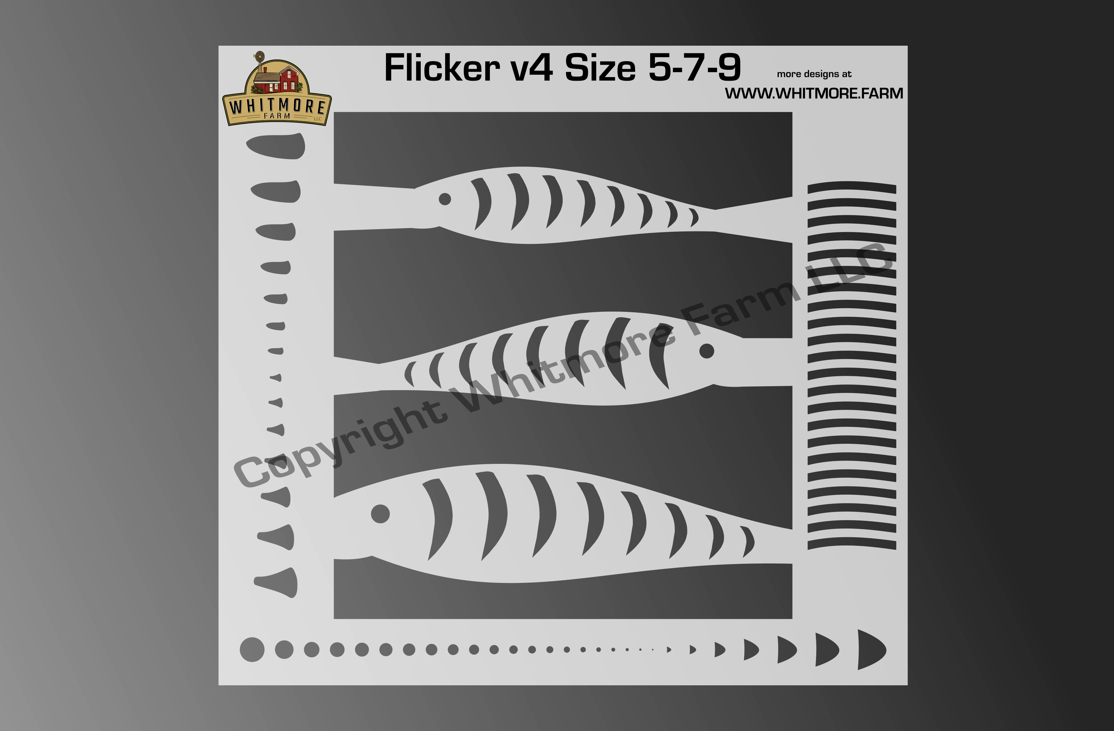 Flicker Minnow v4 Fishing Lure Airbrush Stencil -Size 5 7 9 – Whitmore Farm