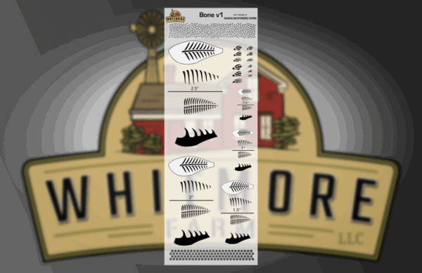 Bones v1 Fishing Lure Airbrush Stencil - 11" x 4" - 5 sizes