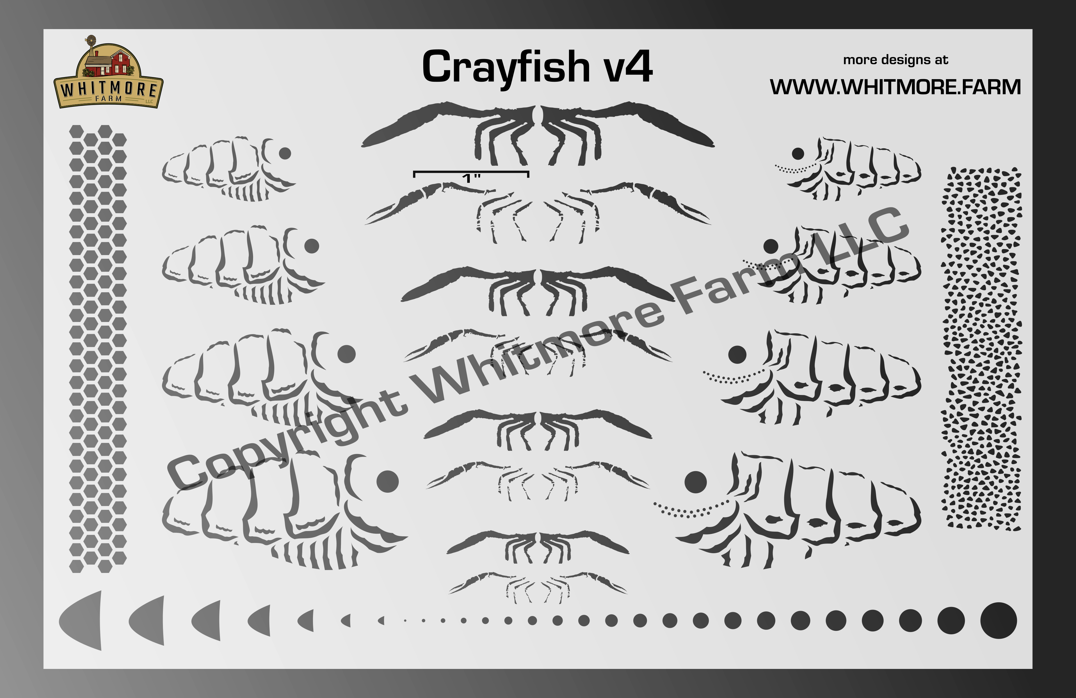 Crayfish v4 Fishing Lure Airbrush Stencil