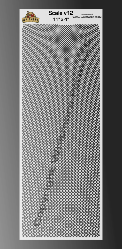 Scale v12 large format mesh fishing lure airbrush stencil 11 x 4