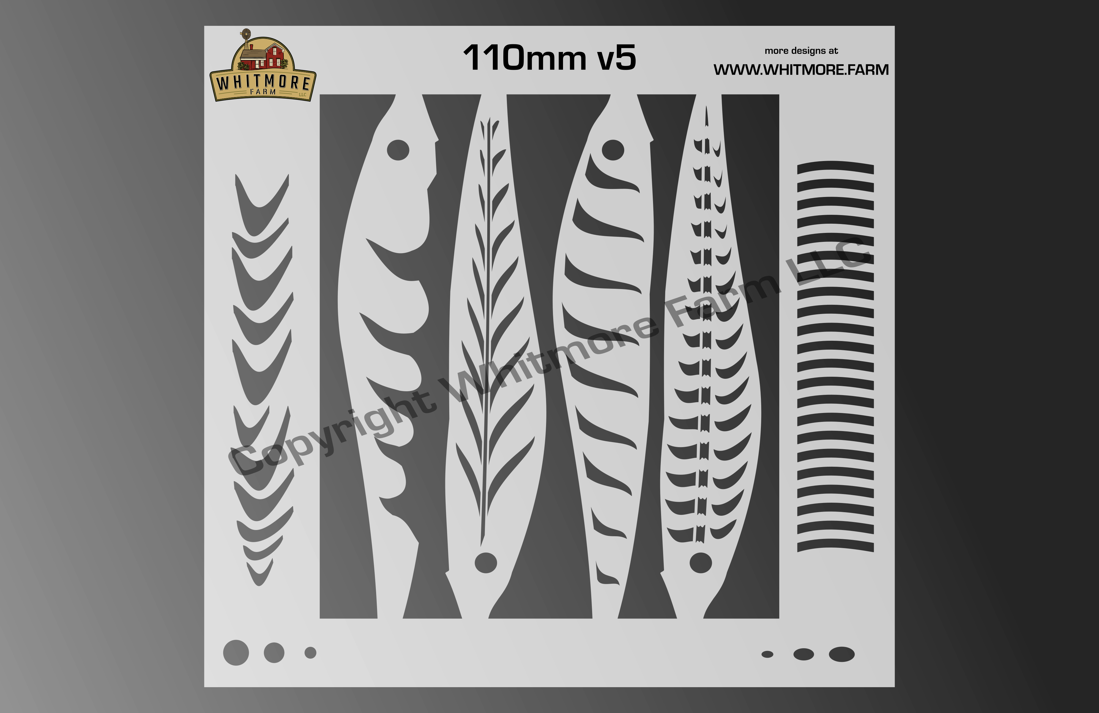 Curved Fishing Lure Stencils 110w - Various Patterns