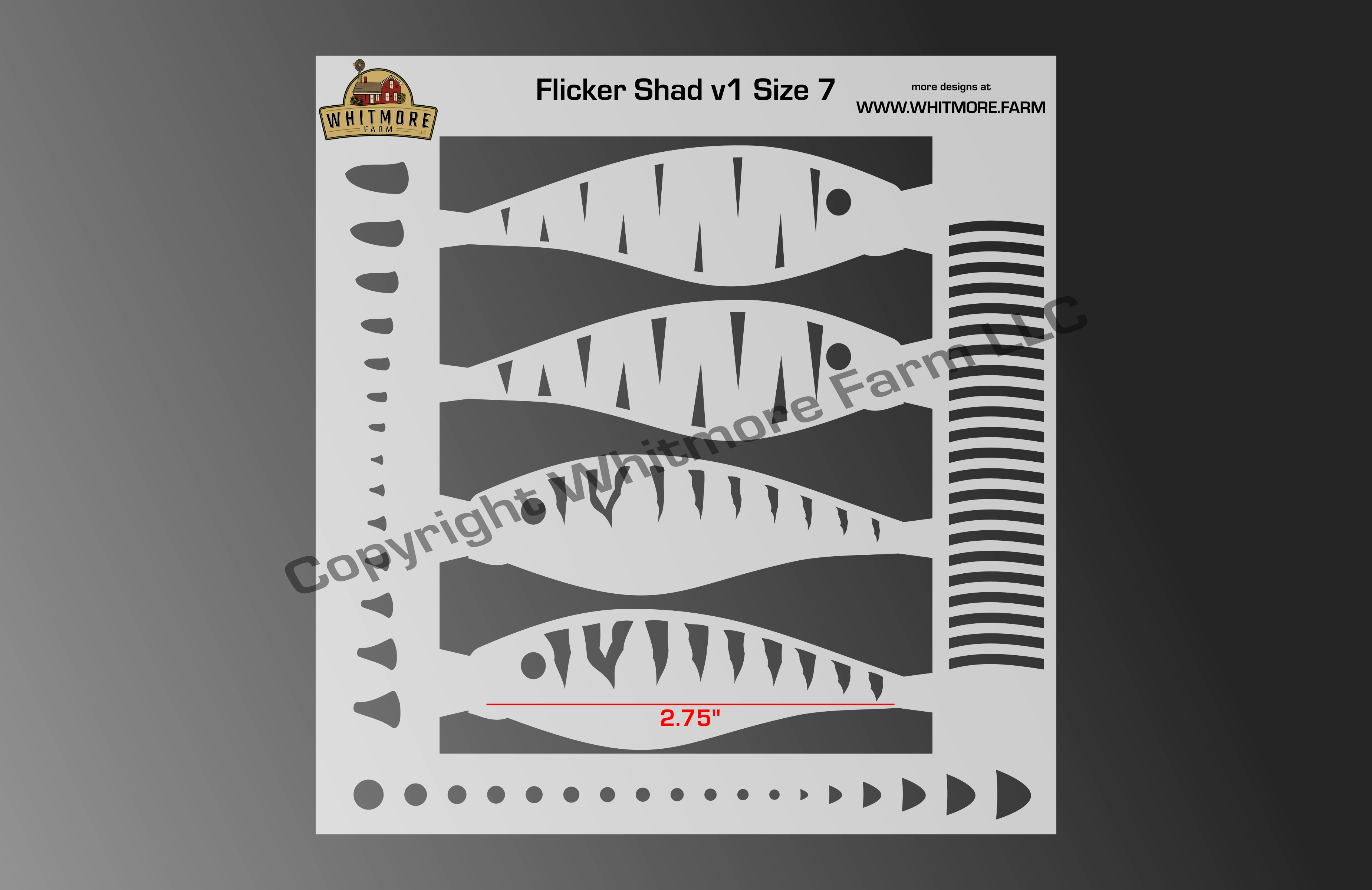 Flicker Shad v1 Fishing Lure Airbrush Stencil