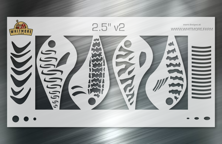airbrush stencils for fishing lures Fins v1 Assortment Lure Stencil grade stencils 11x4 (kit saver) Or Mix Any 3 Ind Fish FISHING LURE DIY Bait