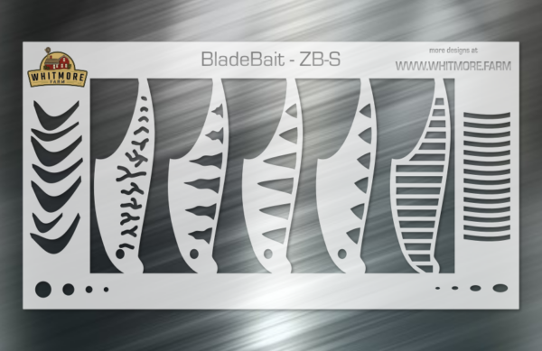 Blade Bait v1 Fishing Lure Airbrush Stencil - 2" ZB-S ( 2 pack )