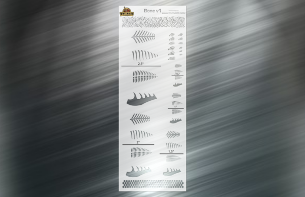 Bones v1 Fishing Lure Airbrush Stencil - 11" x 4" - 5 sizes