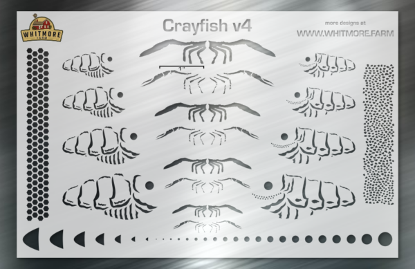 Crayfish v4 Fishing Lure Airbrush Stencil