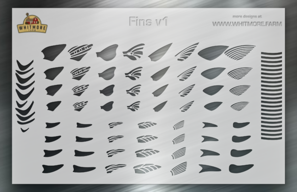 Fins v1 Assortment Fishing Lure Airbrush Stencil