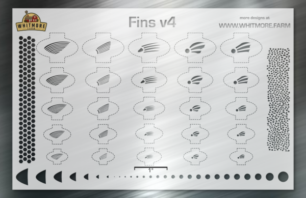 Fins v4 Pectoral Fishing Lure Airbrush Stencil