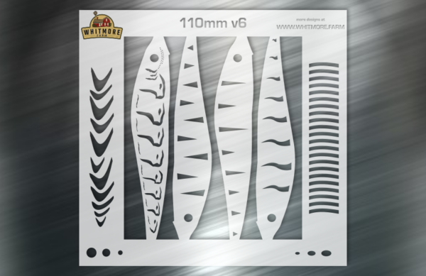 Jerkbait v6 Fishing Lure Airbrush Stencil - 110mm