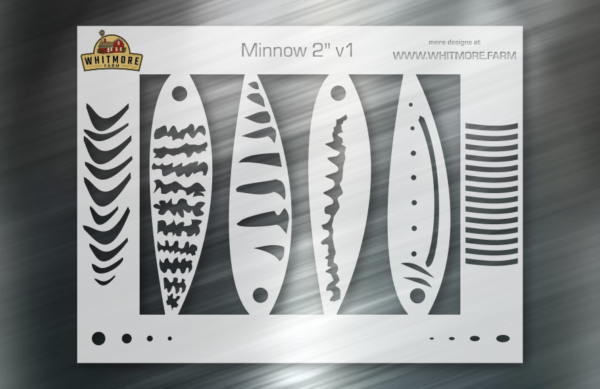 Minnow Fishing Lure Airbrush Stencil - 2 inch