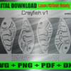 Crayfish v1 Airbrush Fishing Lure Stencils SVG DXF PDF | Custom Crankbait Baits Laser Cut Files | Painting Template Digital Download