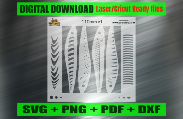 Jerkbait Airbrush Fishing Lure Stencils SVG DXF PDF | Custom Crankbait Baits Laser Cut Files | Painting Template Digital Download
