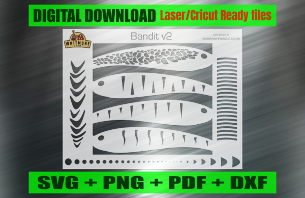 Bandit v2 Airbrush Fishing Lure Stencils SVG DXF PDF | Custom Crankbait Baits Laser Cut Files | Painting Template Digital Download