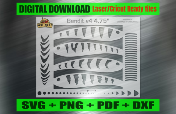 Bandit v4 Airbrush Fishing Lure Stencils SVG DXF PDF | Custom Crankbait Baits Laser Cut Files | Painting Template Digital Download