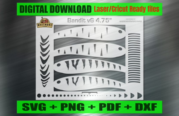 Bandit v6 Airbrush Fishing Lure Stencils SVG DXF PDF | Custom Crankbait Baits Laser Cut Files | Painting Template Digital Download