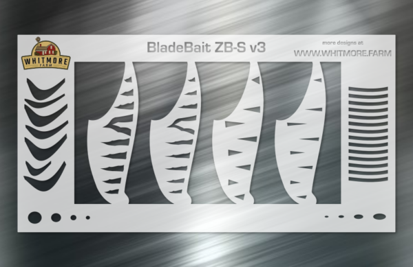 Blade Bait v3 Fishing Lure Airbrush Stencil - 2.0" - ZB-S ( 2 pack )