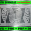 Crayfish v2 Airbrush Fishing Lure Stencils SVG DXF PDF | Custom Crankbait Baits Laser Cut Files | Painting Template Digital Download