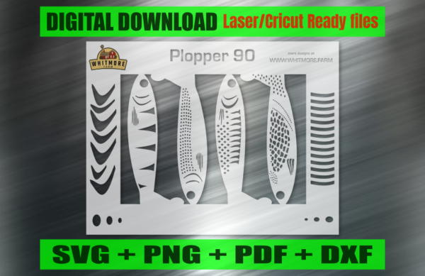 Whopper Plopper 90 Airbrush Fishing Lure Stencils SVG DXF PDF | Custom Crankbait Baits Laser Cut Files | Painting Template Digital Download