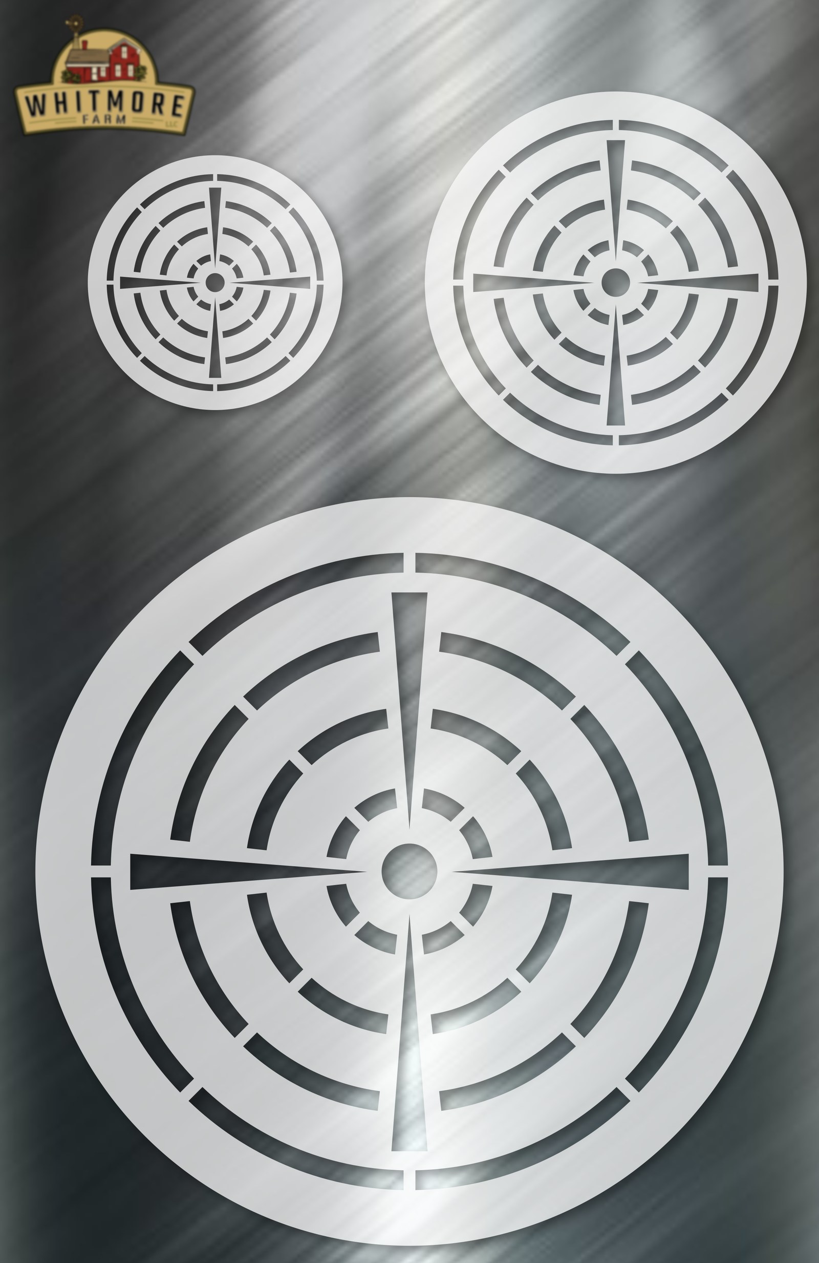 Crosshair shooting target stencils in three sizes, reusable mylar