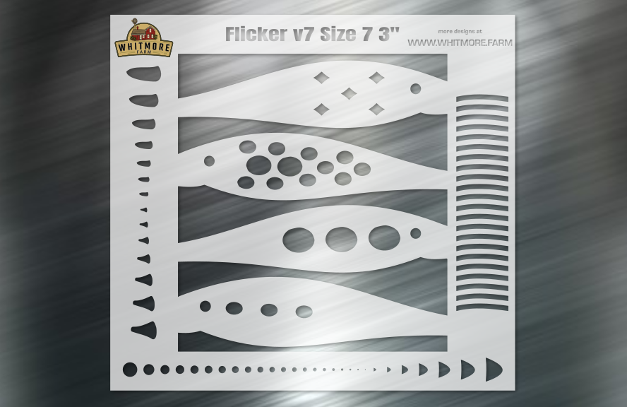 Flicker Minnow v7 fishing lure airbrush stencil, Size 7 3 inch